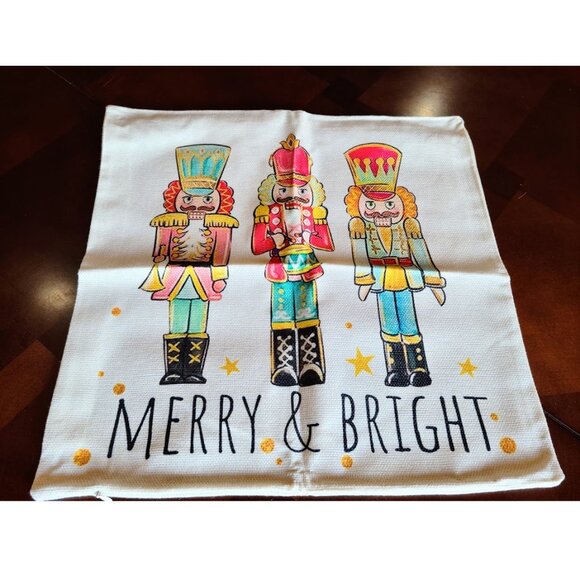 Christmas Pillow Covers Nutcracker Decoration Accent Holiday Xmas Decor Blue 4pc - Picture 4 of 13